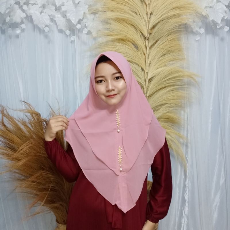 Hijab Instan Mutiara 2 Layer / Kerudung Selokbokan Mutiara 2 Layer / Kerudung Geblus Mutiara 2 Layer