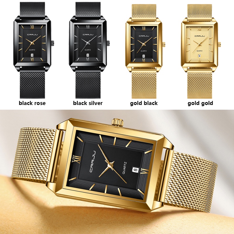 【Original】CRRJU Jam Tangan Quartz Automatic Calendar Sport Casual Anti Air Bahan Stainless Steel Watches