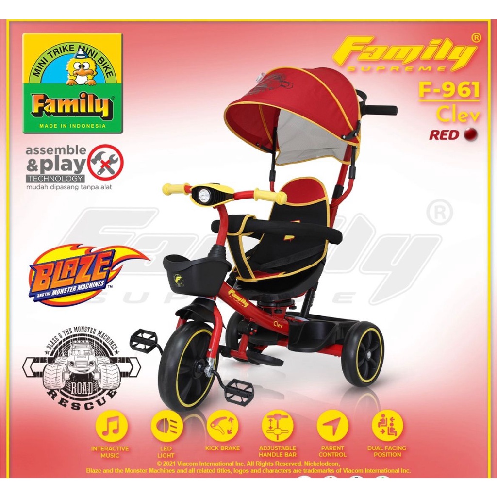 Sepeda Anak Roda Tiga Stroller Family F 961 Murah Termurah Garansi SNI-1
