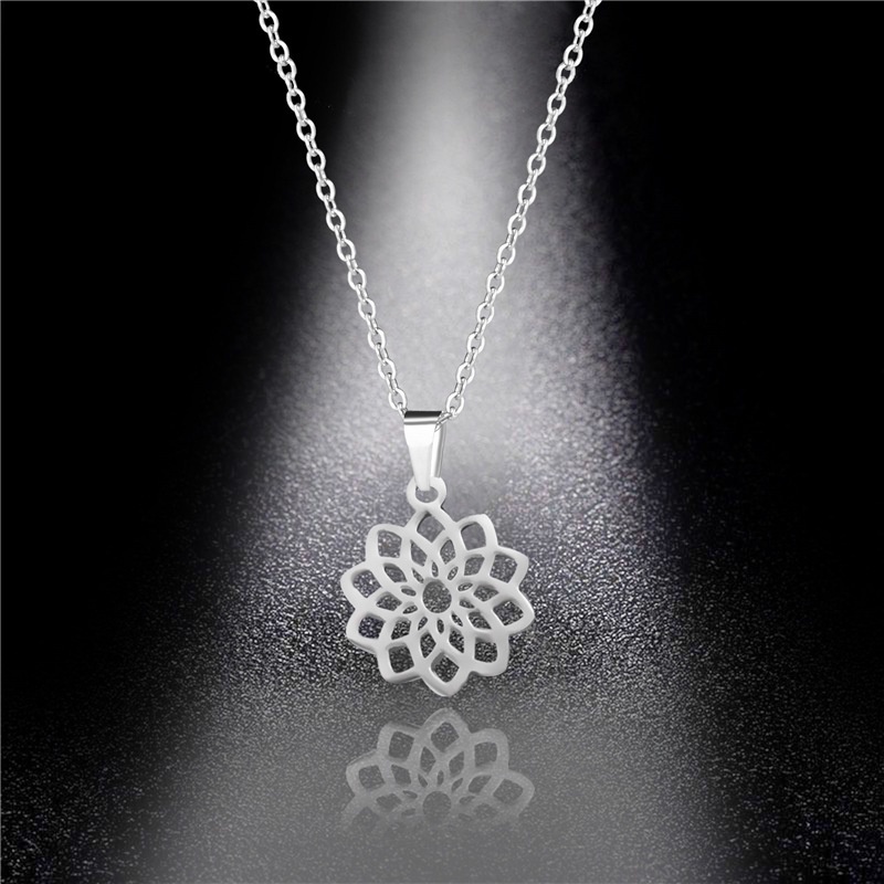 Fashion ornamen hipster Lotus kalung trendi wanita bunga liontin stylish klavikula kalung