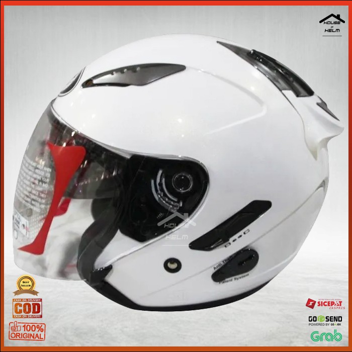 Helm Half Face Halface Open Face KYT Galaxy Slide White Pearl Galaksi Slide Galaxi Slide Putih