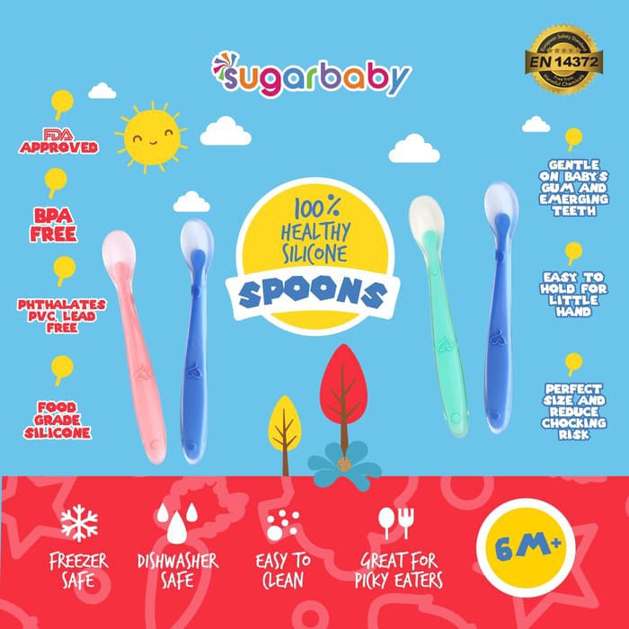 Sugarbaby Healthy Silicone Spoon 2 Set - Sendok Makan anak