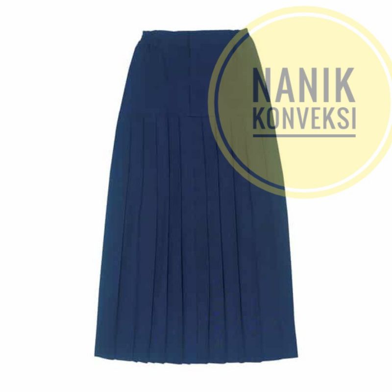 Rok Rempel turun pinggang SMP biru dongker