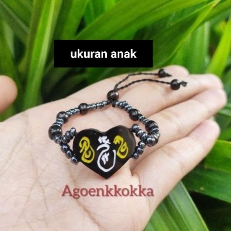 Gelang love besar manik ukir anak hitam kokka kaukah