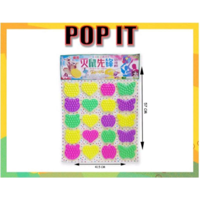 Pop It Mini Lembaran Isi 20pcs/ Mainan Pop it Kecil 1 Papan