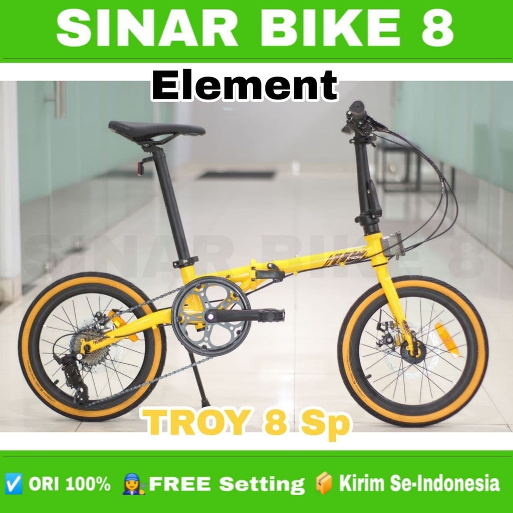 Sepeda Lipat Ukuran 16 Inch ELEMENT TROY 8 8 Speed New