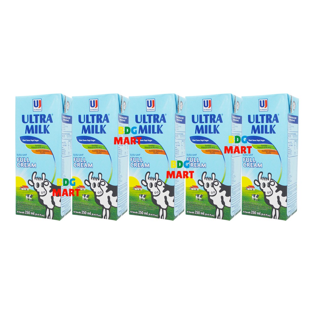 

PAKET 5 PCS Ultra Milk Full Cream Susu Ultra Rasa Full Cream - 5pcs x 250ml