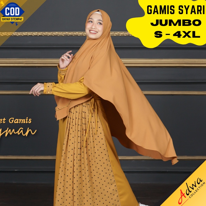 Baju Gamis Syari Terbaru Remaja Wanita Jumbo LD 140 Modern Dress Gamis Lebaran Kekinian