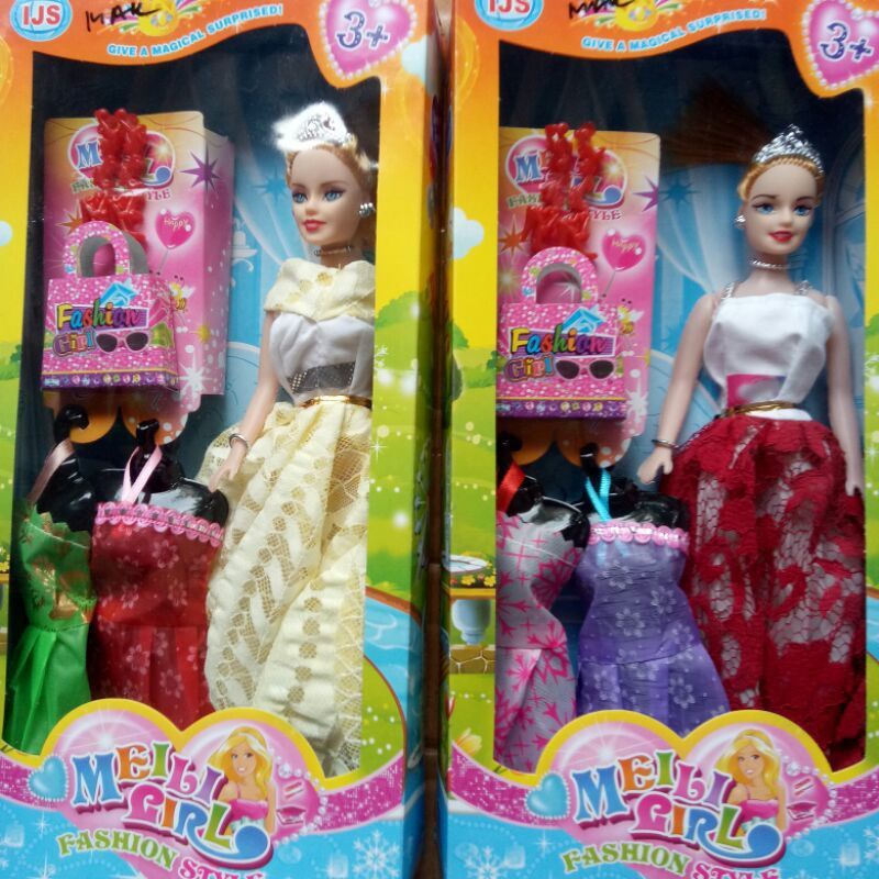 Mainan Anak Set Boneka Princess Boneka Cewek Cantik Box Mika Lengkap - Girl Fashion Maili Meili Melly Girl