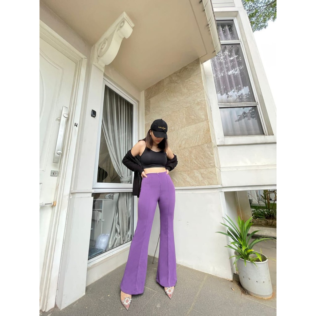 [VM] - HW pants Scuba/celana kantor/celana fashion wanita/Cutbray Highwaist  525# Mydress_collection