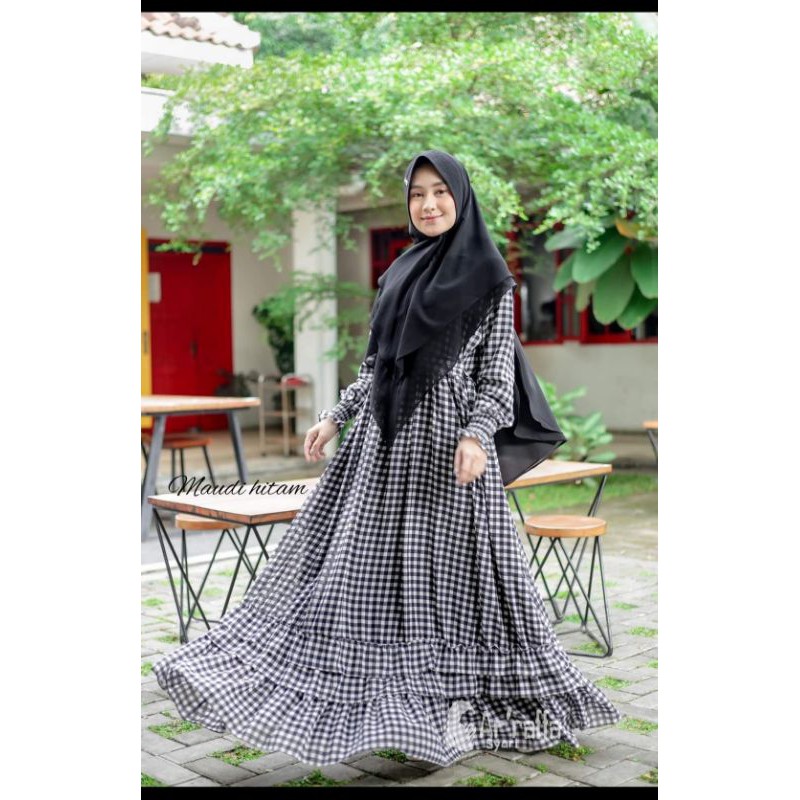 Gamis syari ori arraffa maudy hitam