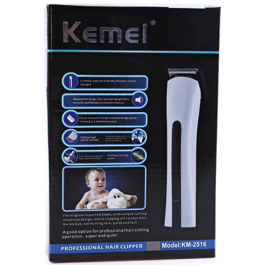 Kemei Alat Cukur Elektrik Hair Trimmer Shaver rambut janggut kumis White (KM-2516) AMT