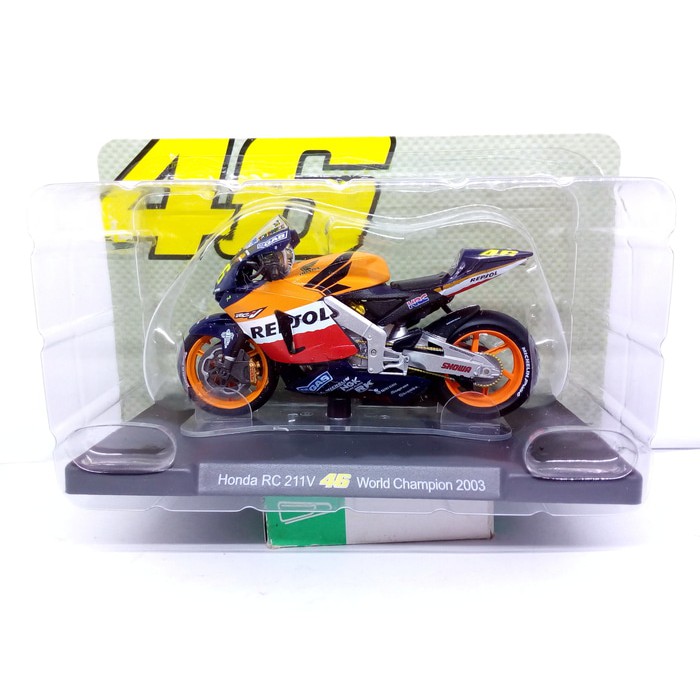 Diecast Leo Models Miniatur Motogp Honda RC 211V Valentino Rossi 2003