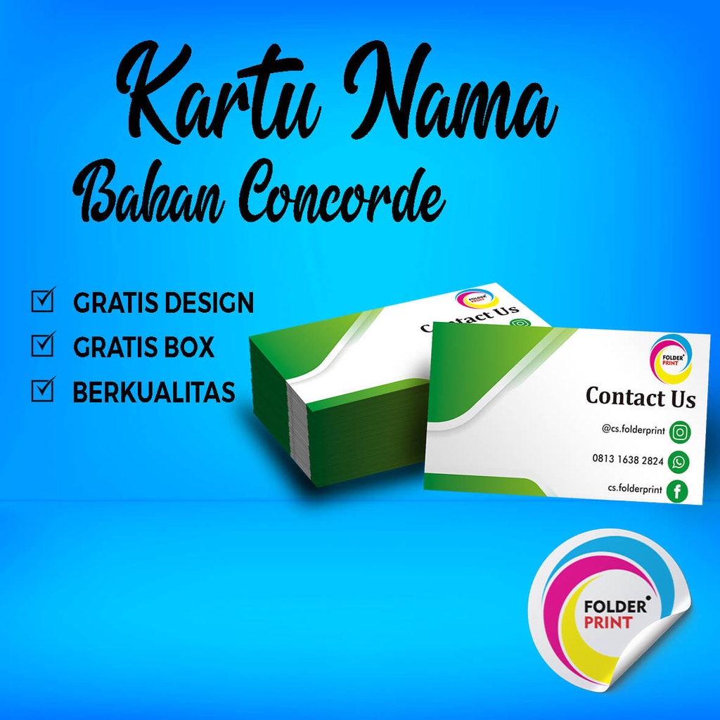 Cetak Kartu Nama Premium Bahan Concorde 220 Gram Free Design