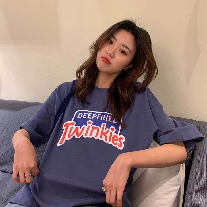 6535 Kaos  T shirt Wanita  Lengan  Pendek  Dengan Bahan Katun 