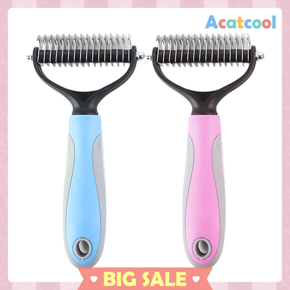 Hair Removal Comb for Dogs Cat Double-sided Detangler Dematting Pet Brush