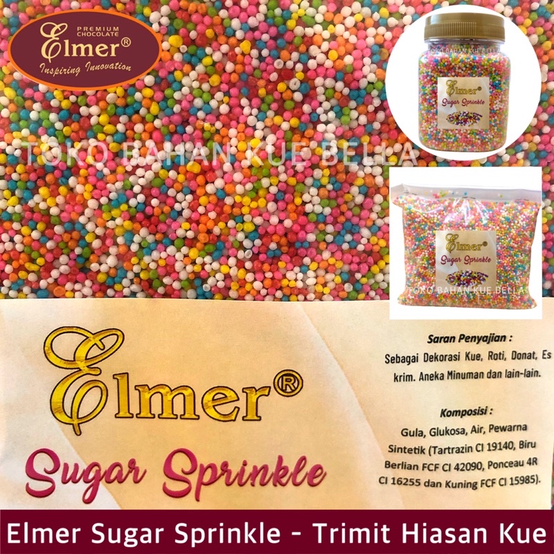 ELMER Sugar SPRINKLE 100gr / 200gr - Trimit Hiasan Kue Rainbow