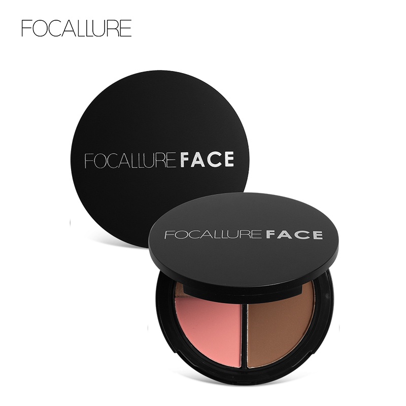 FOCALLURE Trio Blush/Highlighter/Contour/ Makeup Palette 3 Colors (100% Original, BPOM Certified)