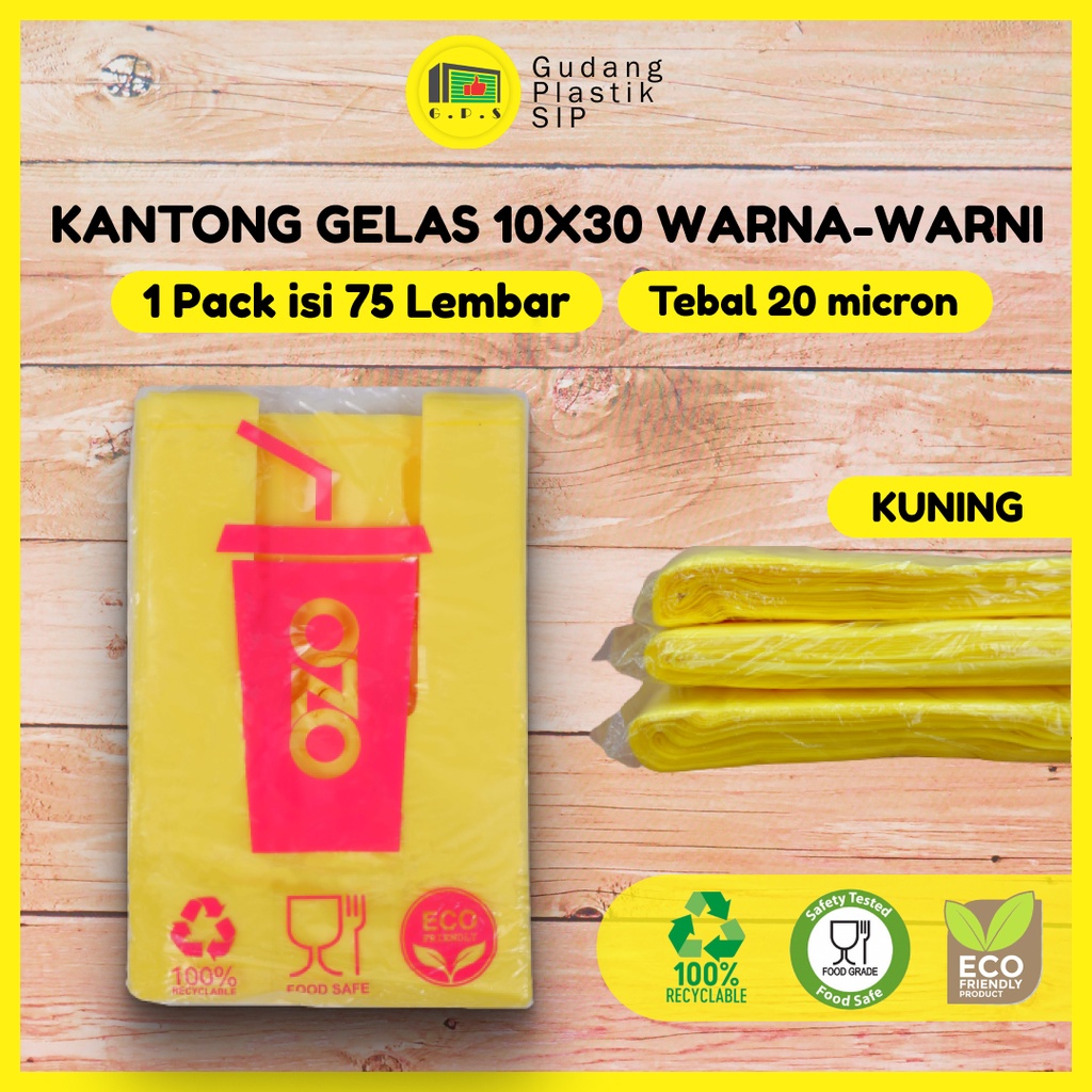 (10 Pack) Kantong Plastik Gelas 1 OZ- Warna Warni UK 10x30 HDPE