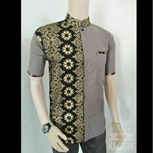 Koko batik pria lengan pendek modern manggar kipas padi ipnu ippnu
