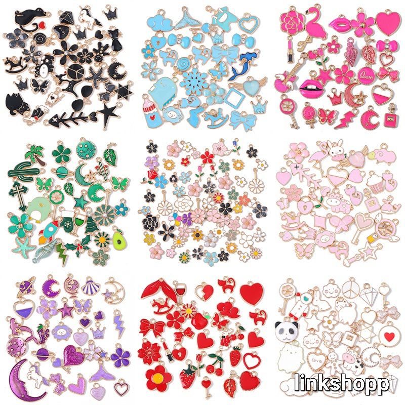 CHARM ENAMEL PAKET 10PCS MACAM MACAM BENTUK DAN WARNA