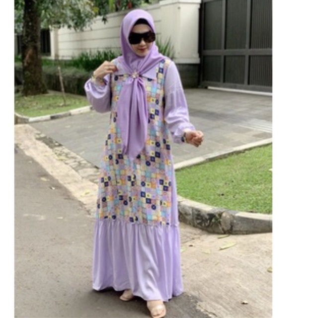LILAC TILE DRESS GIOK SCARF