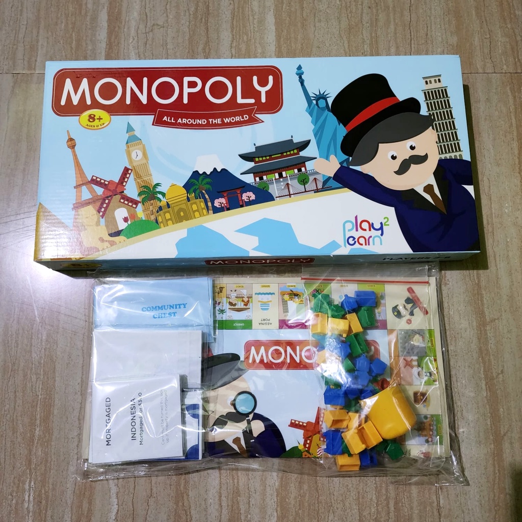 Board Game Monopoli Internasional ALL AROUND THE WORLD  by Play 2 Learn 100%