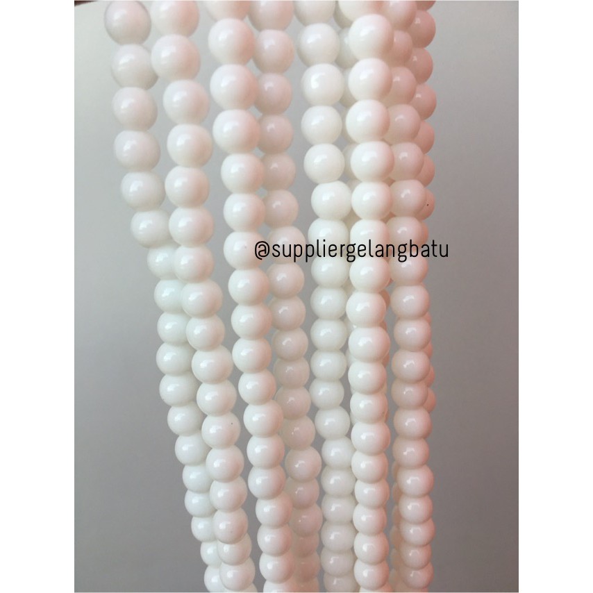 batu kristal 6mm white onyx susu natural putih stone healing akik aksesoris beads craft supplier