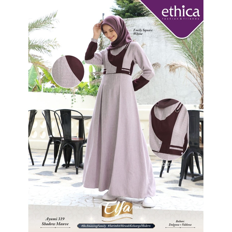 GAMIS TERBARU 2022 ELFA ETHICA AYUMI 319 SHADOW MAUVE