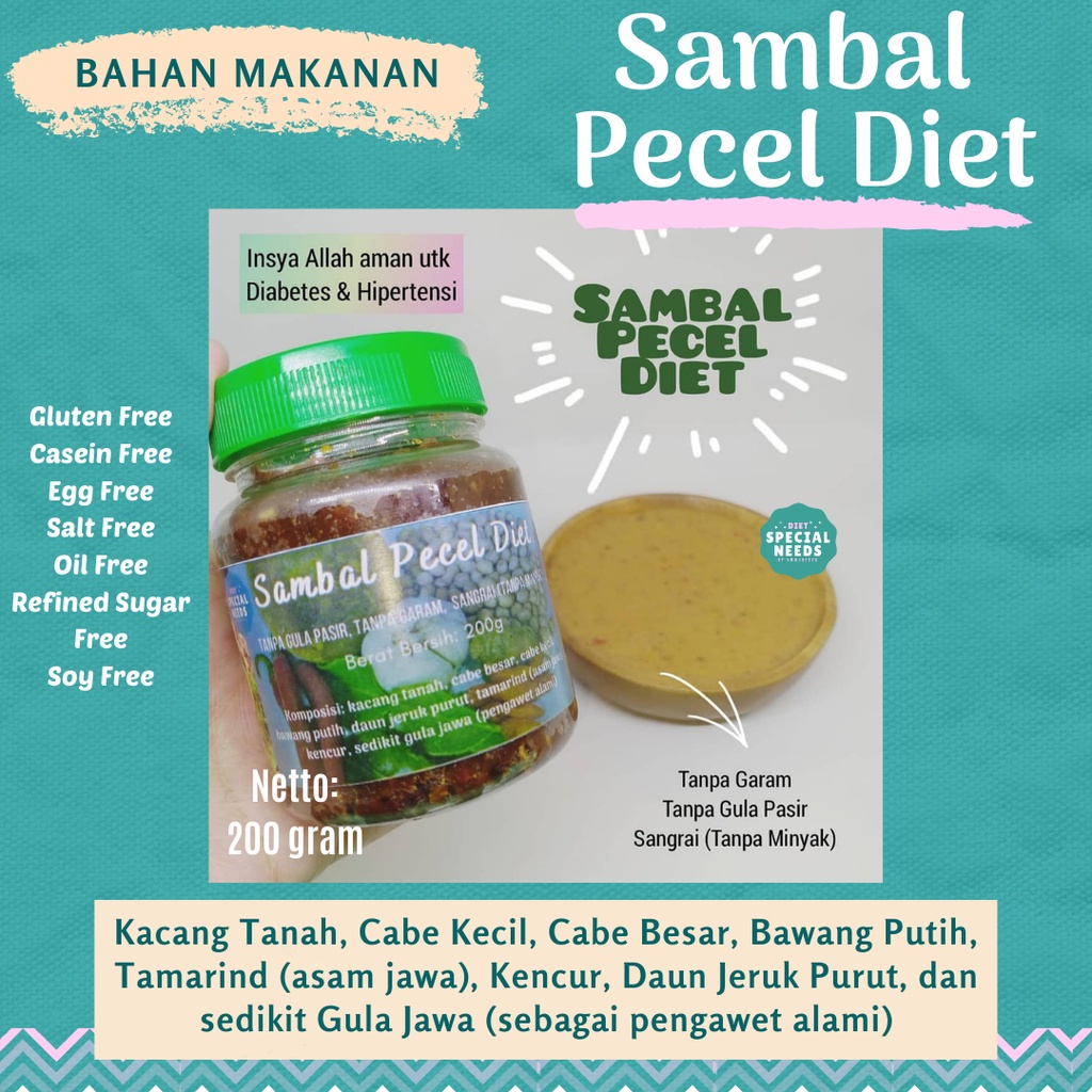 

LAKU Sambal Pecel Diet - Tanpa Gula Pasir, Tanpa Garam, Sangrai (Tanpa Minyak) - Diet Special Needs