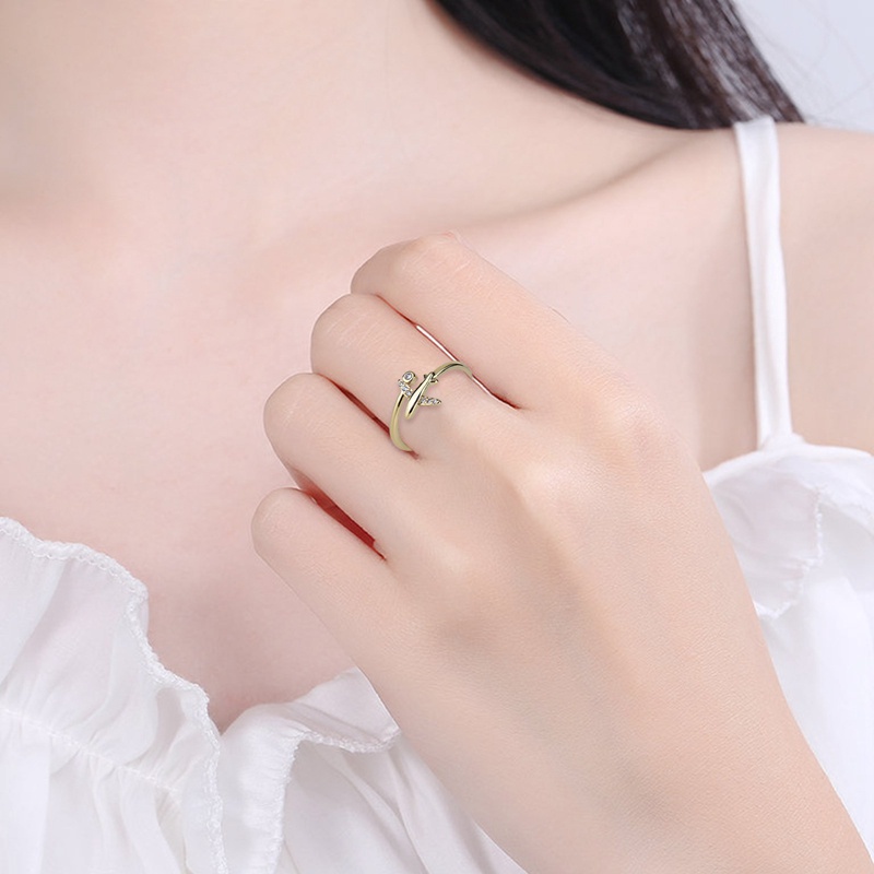 Fancyqube Perhiasan Cincin 925 Sterling Silver Model Terbuka Bentuk Pesawat Airport Aksen Zirkon Gaya Jepang Korea Untuk Wanita