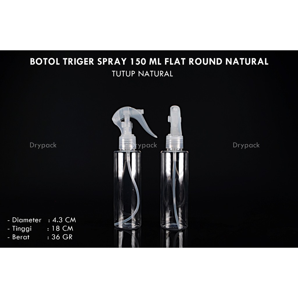 Botol Triger Spray 150 ml Flat Natural tutup Natural