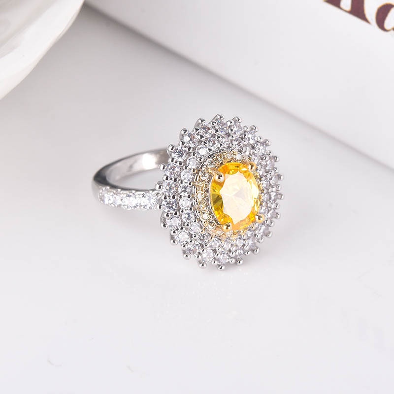 Cincin Berlian Citrine Mewah Untuk Fashion