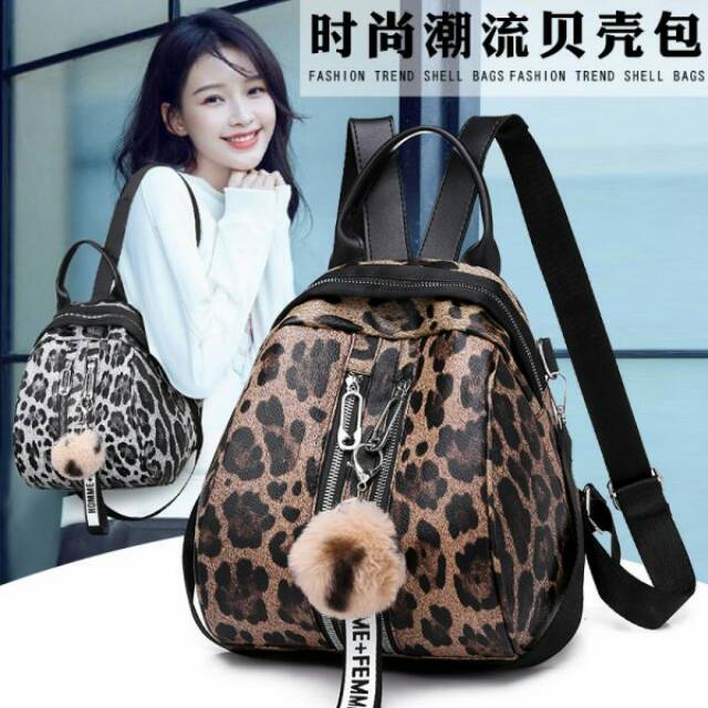 TAS RANSEL WANITA BATAM IMPORT MOTIF LEOPARD DS2738