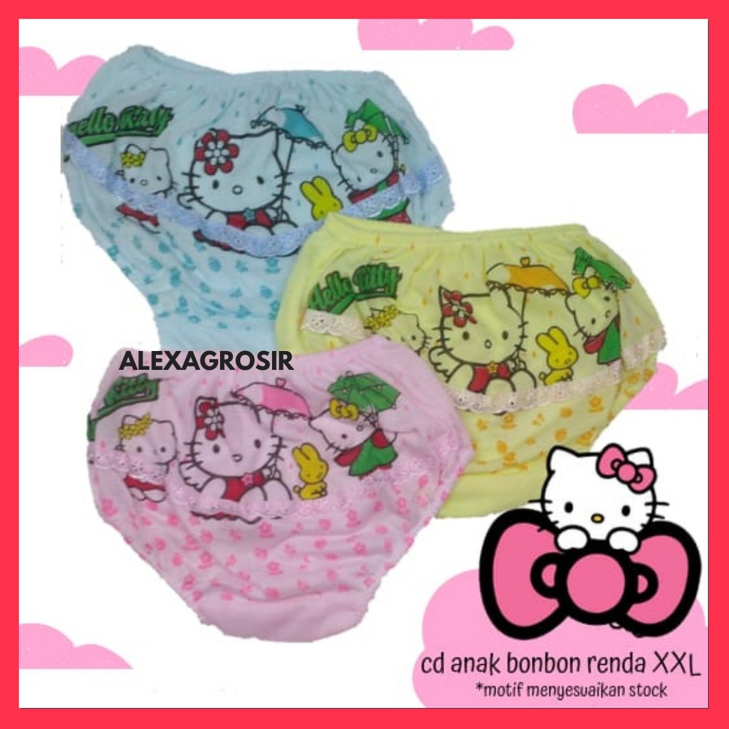 Celana dalam anak 3-4 Tahun Size XXL bonbon renda hk/cd anak perempuan/celana dalam anak murah