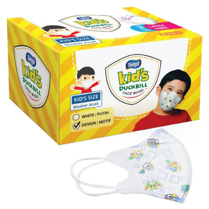 Masker SENSI DUCKBILL Anak Polos &amp; Motif Isi 40 PC