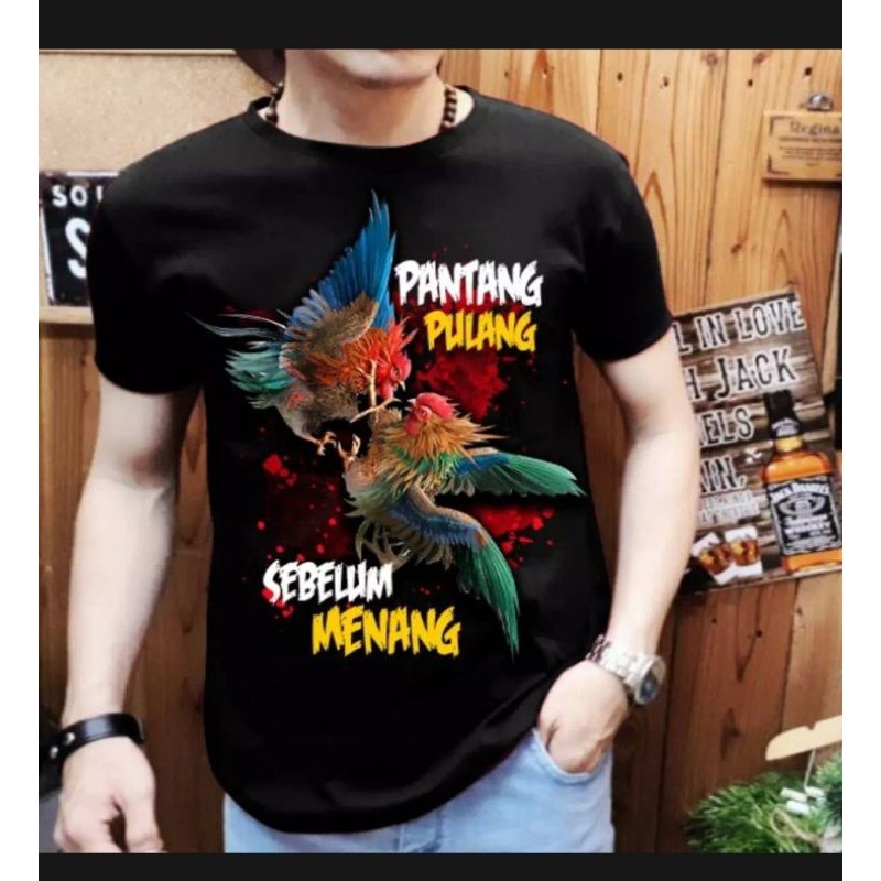 kaos Distro ayam petarung . pantang pulang