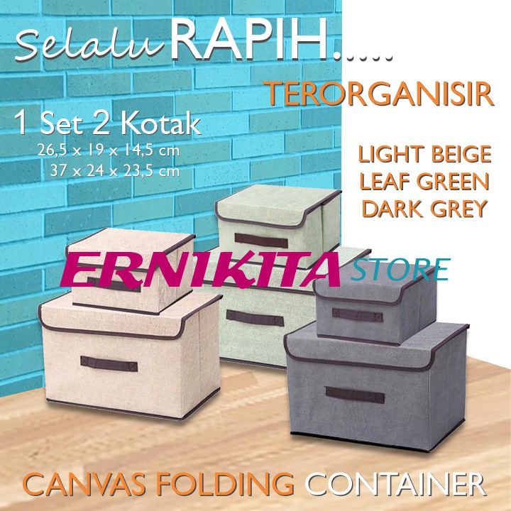 2 STORAGE CANVAS BOX ORGANIZER - Tempat Penyimpanan Serbaguna