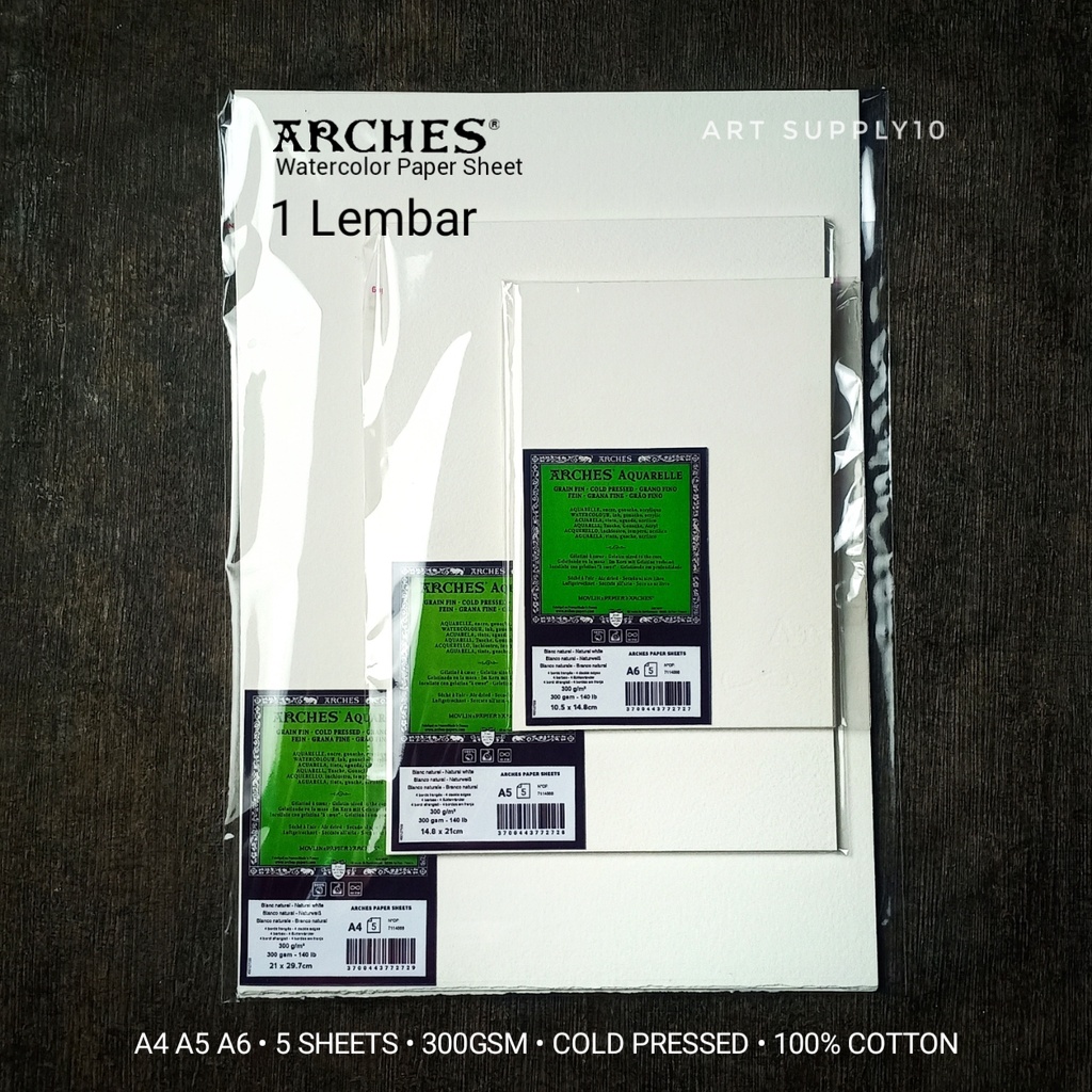 

Arches Watercolor Paper A4/A5/A6 300gsm Cold Pressed 100% Cotton - 1 Lembar