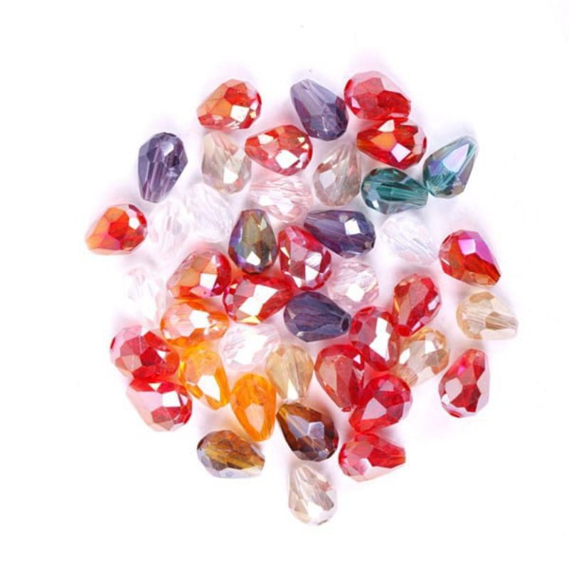 Wholesale 8X6Mm Teardrop Glass Faceted Loose Crystal Spacer Beads Rajarta