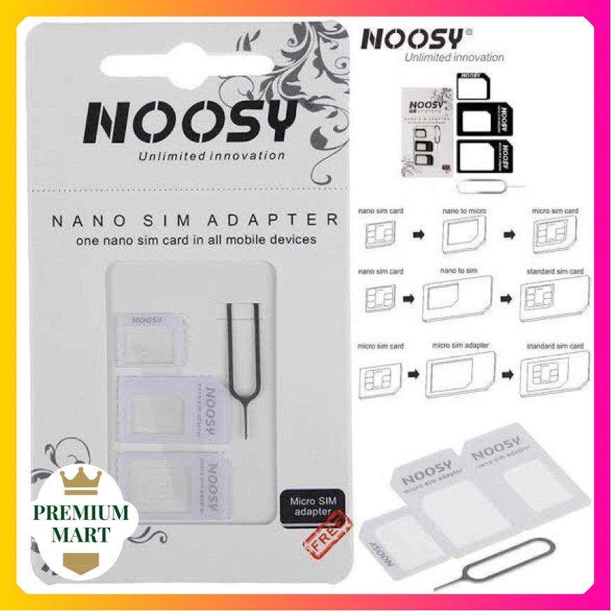 Premiummart - NOOSY SIMCARD ADAPTER 3 In 1 NOOSY PIN STANDAR MICRO NANO PEMBUKA SIMCARD