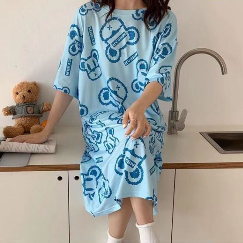 Daster kaos wanita / baju tidur wanita lengan pendek / Daster lengan pendek import