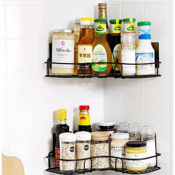 [RESTOCK] Rak Kamar mandi Rak sudut tempel dinding kamar mandi - Hitam