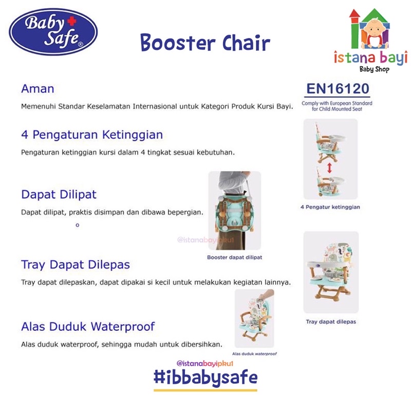 Baby safe Pop N Eat Booster Seat/Kursi makan anak