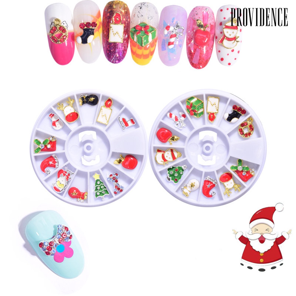 Providence 1 Box of Christmas Series Snowflake Bell Alloy Nail Stickers Manicure Decoration