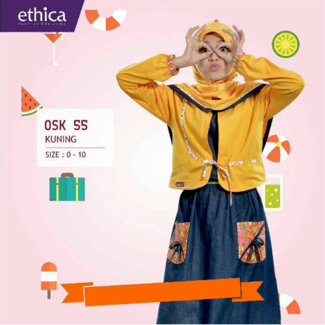 READY SIAP KIRIM | HB - OSK 55 KUNING | SETELAN ANAK ETHICA TERBARU | SETELAN ROK ANAK PEREMPUAN SAL