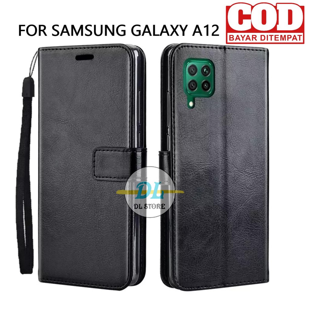 CASE SAMSUNG GALAXY A12 FLIP LEATHER CASE PREMIUM-FLIP WALLET CASE KULIT UNTUK SAMSUNG GALAXY A12
