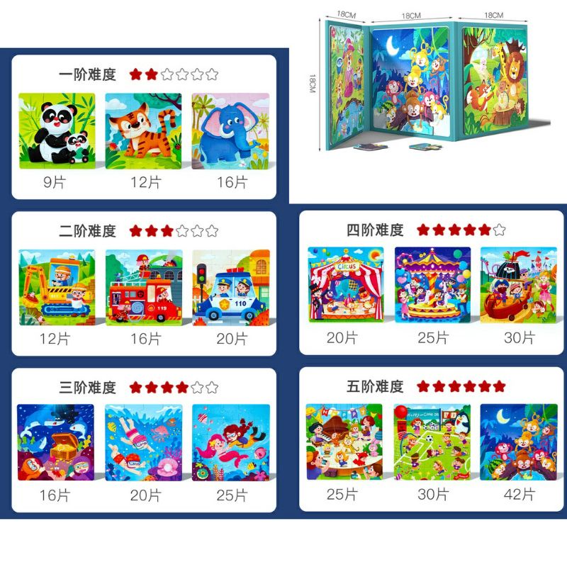 Buku Magnet Puzzle Book Level Buku Edukasi Anak Jigsaw Kado Ultah Hadiah Bayi Baby Born Gift