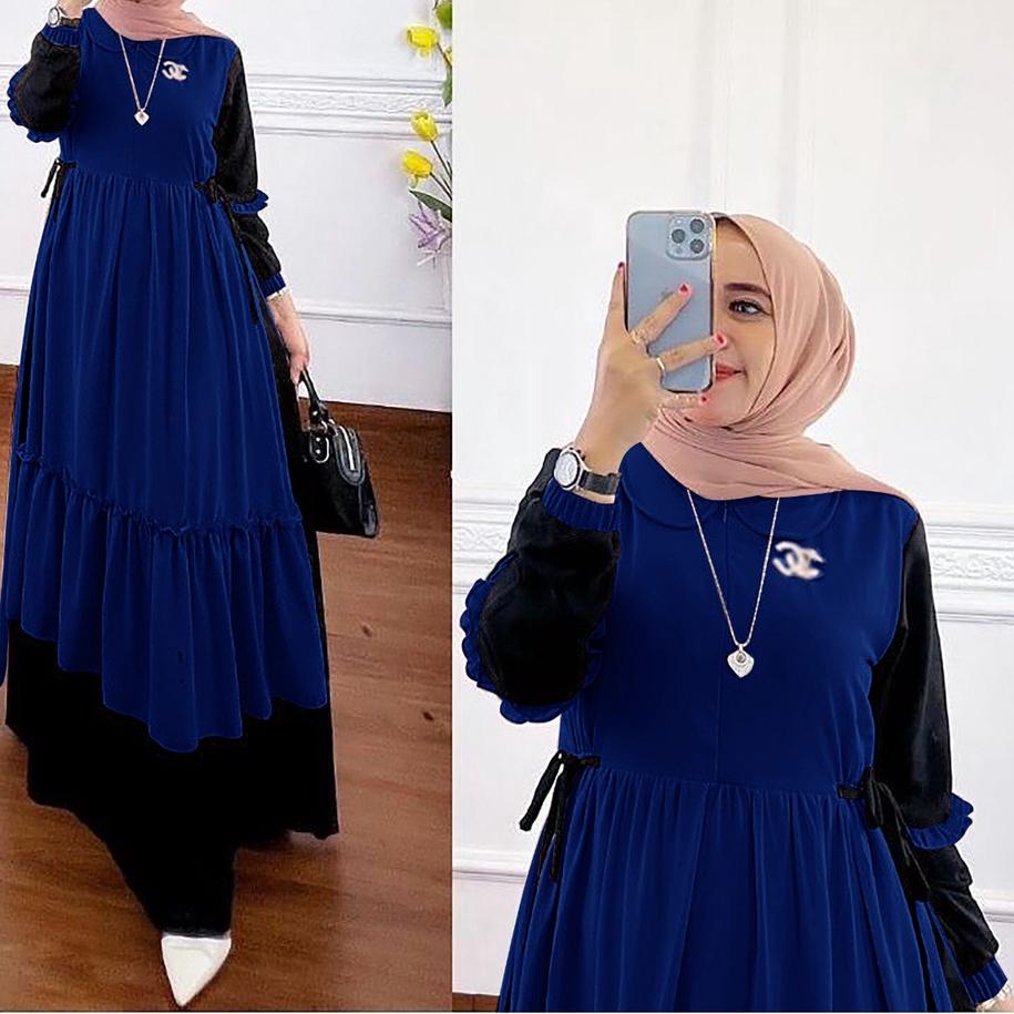 ❁ - Prianka Dress Gamis Maxy Muslim Ceruty Armany Lapis Premium Polos Basic Ld 110 Fit S-XL ( Free B