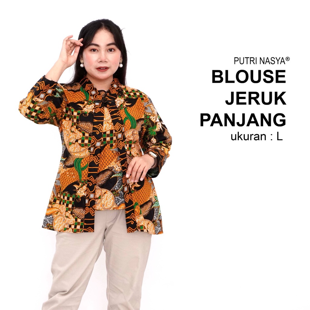 Atasan Batik Blouse Big Size Wanita Lengkap L-XL-2L-3L-4L-5L-6L-7L Model Blus Jumbo Seragam Batik / Atasan Batik Big Size Kantor / Pakaian Kekinian Wanita Jumbo LD 140